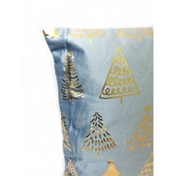 Poduszka Świąteczna w choinki Niebieski aksamit